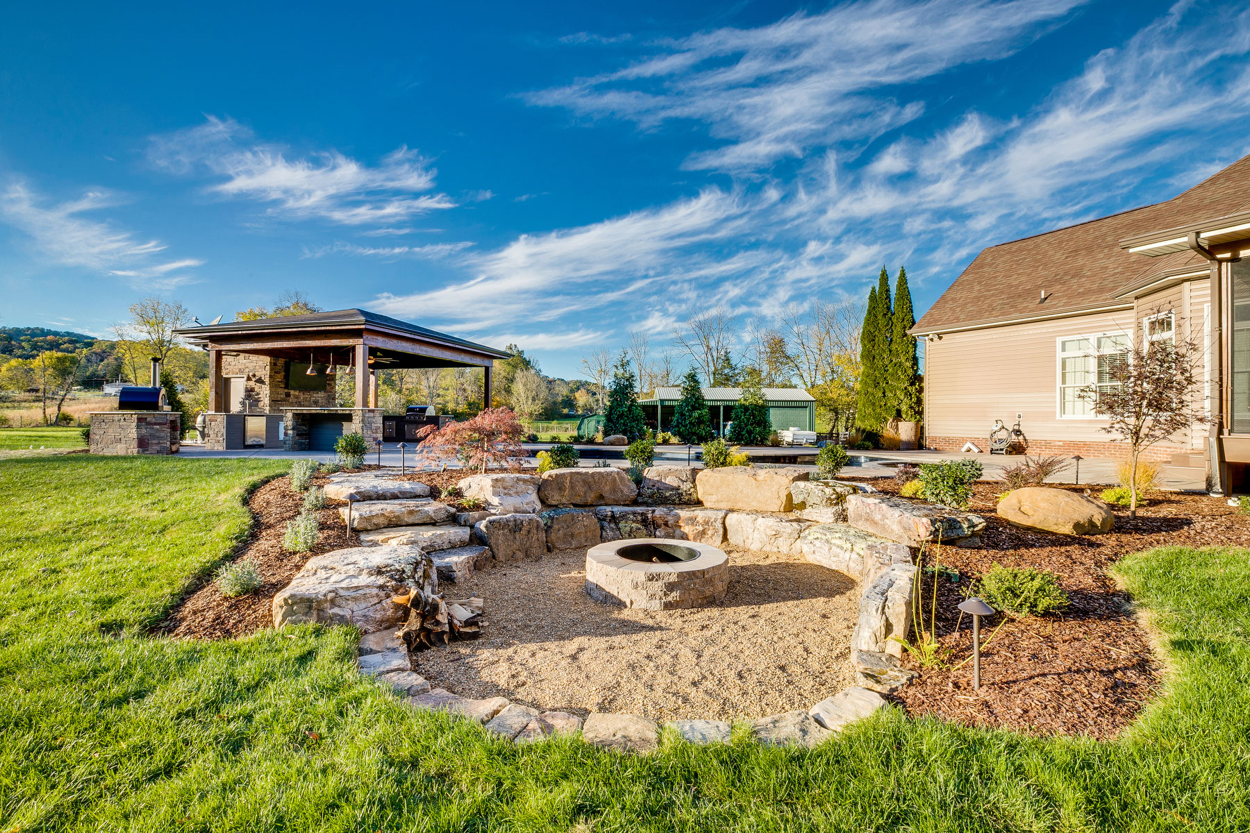 trumark construction custom home oak glen fire pit