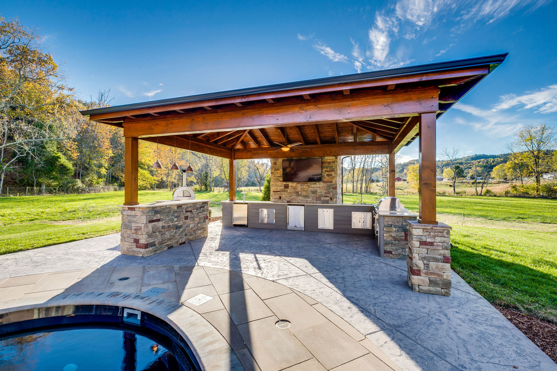 trumark construction custom home oak glen outdoor kitchen